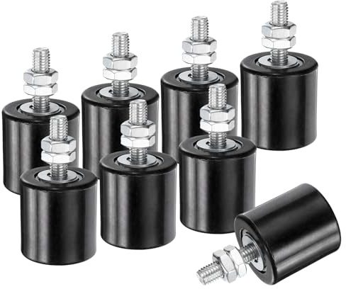 QUARKZMAN 8pcs Galet Guide pour Portail Coulissant 42x44mm, M10 Roulette Nylon Guide au Sol pour Porte Grange Coulissante, Roue Universel avec Roulement à Billes Scellé pour Portail, Noir