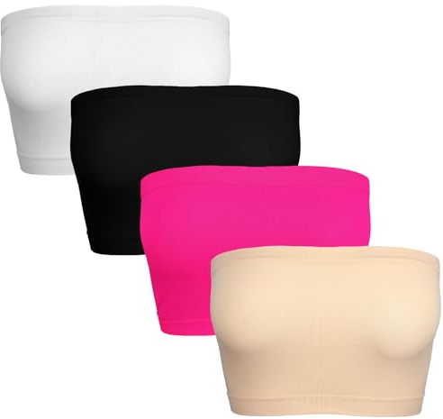 4 pezzi di top a fascia senza spalline da donna, reggiseno a fascia bustier senza cuciture, top bustier reggipetto antiscivolo, reggipetto elastico, Taglia unica