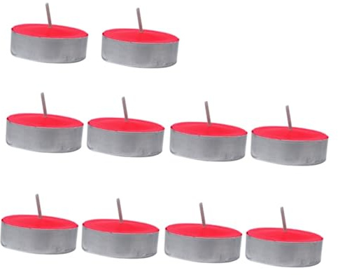 Healifty 10piezas Velas De Té Pequeñas y Anchas Para Decoración De Fiestas y Bodas Sin Humo y Aromáticas Por Caja Color Rojo