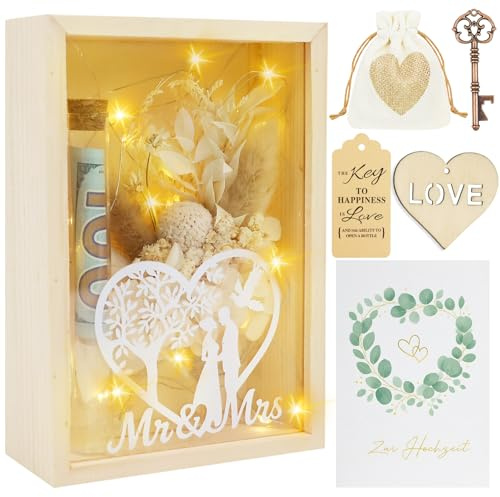 Hochzeitsgeschenke Für Brautpaar,geldgeschenke zur hochzeit,geschenkbox hochzeit,personalisierte hochzeitsgeschenke,inklusive Ewige Blumen