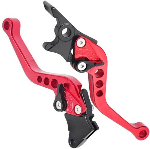 Ollanoos 1 Paar 22mm 7/8 CNC Aluminium Kupplungsbremshebelgriff, Verstellbarer Universal Motorrad Kupplungstrommel Bremshebelgriff Rot