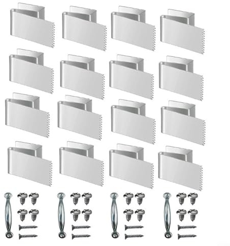 Alanmoship Lot de clips de fenêtre en acier carbone pour panneaux de contreplaqué de 1,27 cm avec 16 clips et 4 poignées de porte pour protection contre les tempêtes résidentielles ou commerciales