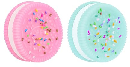 KYLOS 2 Stück Squeeze Toys, Squishy Spielzeug, Keks Stressabbau Spielzeug, Ultraweiches Dekompressionsspielzeug In Rosa + Blau, 3.8Cm Länge 1Cm Höhe
