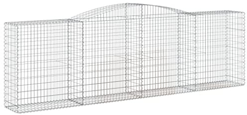 Nqyjm Recinzione in Maglia da Giardino Cesti per gabbioni Arcuati 2 pezzi 400x50x120/140 cm Ferro Zincato, Gabbie per Pietre per Terrazza Esterno Prato Modello 2