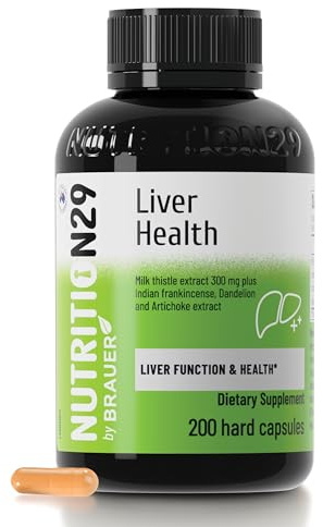 NUTRITION29 Liver Support, Milk Thistle 300mg (70:1 Extract from 21,000mg Seed), with Dandelion, 85% Silymarin, Artichoke & Frankincense, Once-Daily Capsule 200 Count
