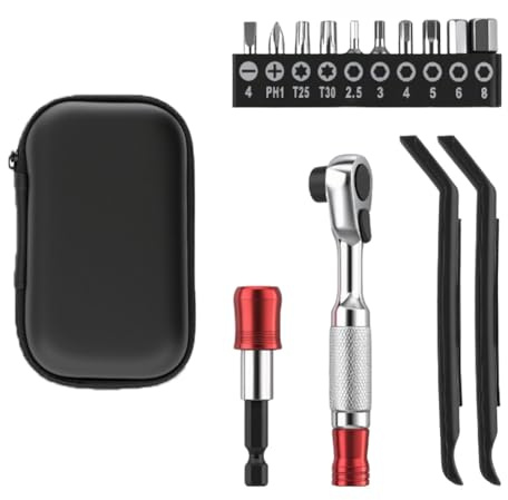 NiuLumea Set da 10 pezzi per bicicletta, con chiave a cricchetto e per leve pneumatici, kit di riparazione portatile con maniglia 2 in 1 e biella, compatibile con la maggior parte delle biciclette