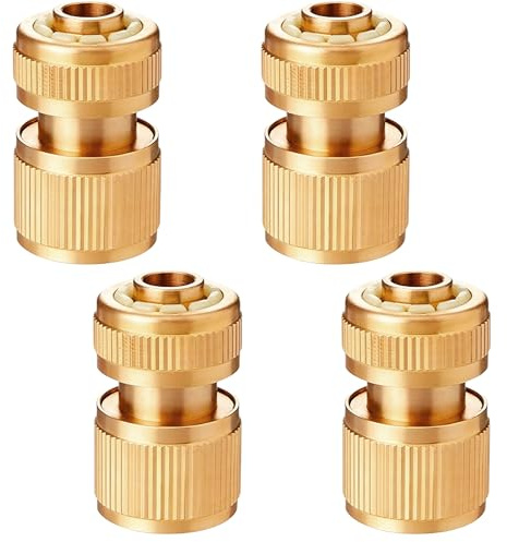 LXBCTOP 4 Pcs Brass Hose Connector Hose, 1/2-inch(13mm) Quick Connect Fitting, Garden Hose end Quick Connector, Garden Accessories for Outdoor Garden Watering System