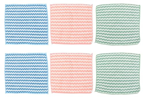 SHINYPASING Lot de 6 Torchons Absorbants pour Vaisselle, Polyester, Ne Raye Pas, Nettoyage la Cuisine et Éviers