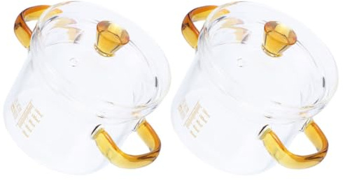 Abaodam Marmite en Verre Transparente 150 Ml Couvercle et Double Poignée Lot de 2 pour Cuisson des Œufs et Préparation de Soupe sur Cuisinière