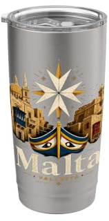 Vintage Malta Viaggi Souvenir Regalo Bicchiere termico in acciaio inox doppia parete