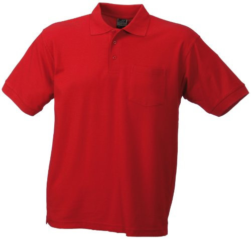 James & Nicholson Herren Polo-Pique-Pocket Poloshirt, Rot (red), Medium