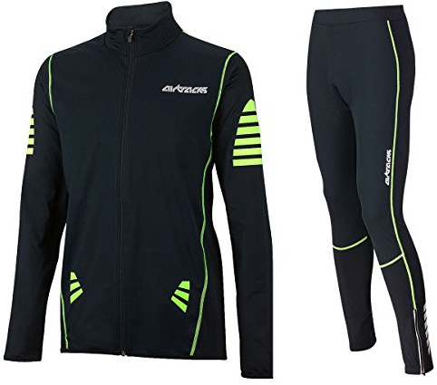 Airtracks Herren Winter Radtrikot Set Pro Windstopper - Thermo Fahrradhose Lang Pro + Thermo Fahrradtrikot Langarm Pro