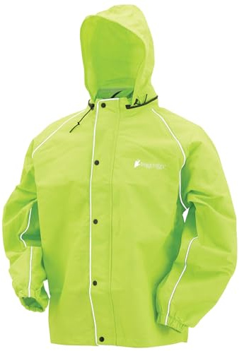 FROGG TOGGS Men's Road Toad Reflective Waterproof Rain Jacket, Hivis Green, X-Large