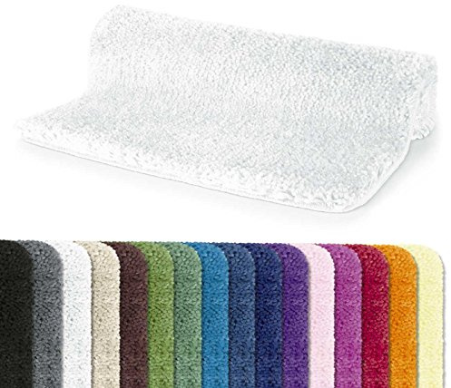 Spirella Highland Mikrofaser-Badematte – rutschfest, schnelltrocknend und waschbar – 100% weiches und strapazierfähiges Polyester – Weiß – 80 x 150 cm