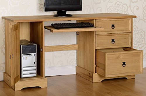 Corona Distressed Waxed Pine Computer Desk Distressed Waxed Pine Finish