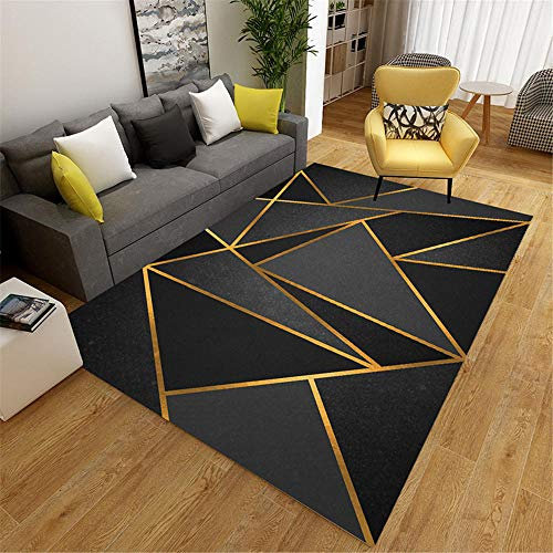RUGMRZ Balkon Dekoration Einfache geometrische Dekoration Wohnzimmer Schlafzimmer Nachttisch Couchtisch Flur Teppich Hundeteppich-Schwarz_60X90CM Teppich auslegeware Tragbar60X90CM/1ft 12''X2ft 11''