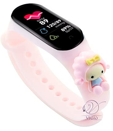 ViGiò Orologio smartwatch bambini super eroi, orologio sport bambini, impermeabile, contapassi, monitor sonno, ricaricabile, utilizzo social, rispondere e effettuare chiamate, cambio tema (Rosa)