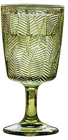 Didiseaon Embossed Glass Wine Cup Retro Leaves Pattern Drinking Goblet for Mulled Wine Glasses and Casual Use