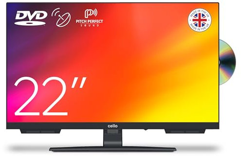 Cello C2224F 22 inch Full HD Frameless TV Built in DVD Freeview HD Built in Satellite Pitch Perfect Speakers HDMI and USB for live recording of digital TV and play media files. UK Made