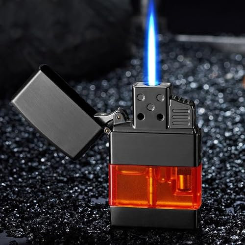 Jet-Fackel-Feuerzeug, winddichtes Gasfeuerzeug mit sichtbarem Tankfenster, verfügt über einstellbare Fackel-Jet-Flamme und nachfüllbaren Brennstoff, geeignet for Kerzen, Outdoor-Wandergeschenk(C)
