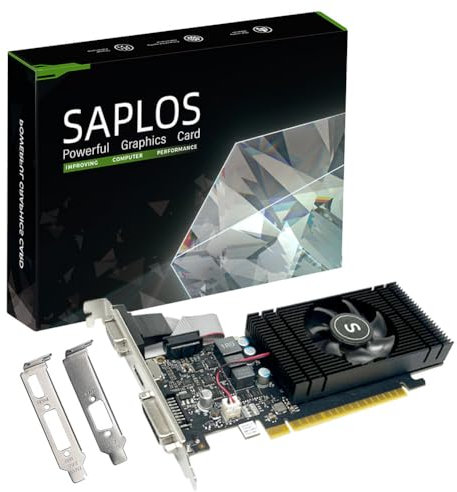 SAPLOS GTX 750 Ti Scheda Video 4 GB 128 bit, HDMI, VGA, DVI, Scheda grafica basso profilo PC, computer GPU, Low Power, PCI Express x16, DirectX 12