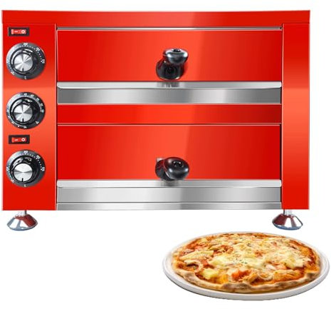 Hydravex Four à Pizza de comptoir 12 Pouces Four à Pizza électrique d'intérieur en Acier Inoxydable Commercial Cuiseur de Pizza à 2 Couches avec minuterie pour la Maison Restaurant Pretzels Baked