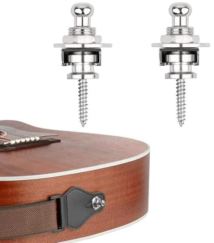 DHWEKU 2 pcs Schlösser für Gitarrengurte, Gitarrengurtschlösser, Gitarrengurt Knöpfe, Gitarrengurt Verriegelung Knöpfe Für Klassische Akustische Elektrische Akustik Gitarre Bass Ukulele - Silber