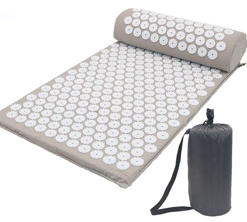 DXIA Tappetino Agopressione, Set di Tappetini e Cuscini per Agopressione, Tappetino Chiodato per Agopressione, Tappetino da Massaggio per Agopuntura per Alleviare i Dolori alla Schiena e al Collo