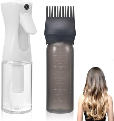 Peevisap 200 ml Spruzzino Nebulizzatore Set, Spruzzino per Capelli, 170 ml Applicatore Olio Capelli, Spruzzino Acqua per Capelli, Bottiglia Spray Capelli, Per Styling dei Capelli