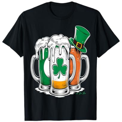 Chope à bière Saint Patrick Trèfle irlandais T-Shirt