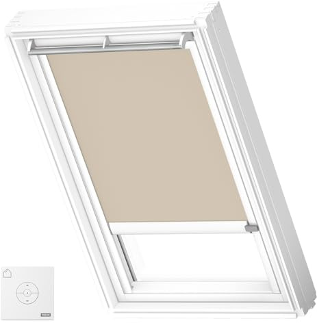 VELUX Original Solar-Verdunkelungsrollo für SK08, Sandbeige, weiße Führungsschiene