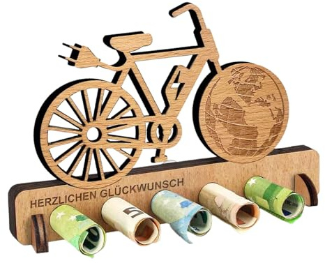 Mini Geburtstag Geldgeschenk Fahrrad Spardose aus Holz, Desktop Deko Geschenkgutschein Geschenke für Fahrradliebhaber Radfahrer Freunde Familie Liebhaber(Fahrrad)