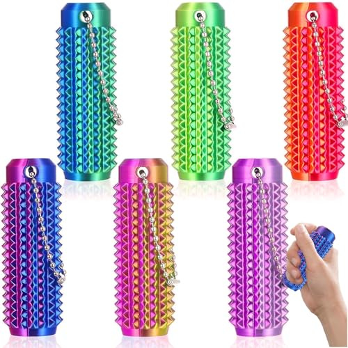 Kaisibum 6 Stücke Little Pain Fidget, Pain Stim Rotierendes Spiky Grippie Keychain, 3D ADHS Fidget Toys Erwachsene für Stressabbau Fokus Cooles Sensorik Spielzeug, Geschenk für Jugendliche