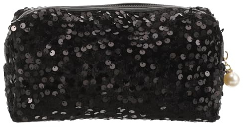 SMASOLO 1 pièce Trousse de Toilette Sequins Sac de Maquillage Carré Capacité pour Voyage et Rangement Cosmétique Noir