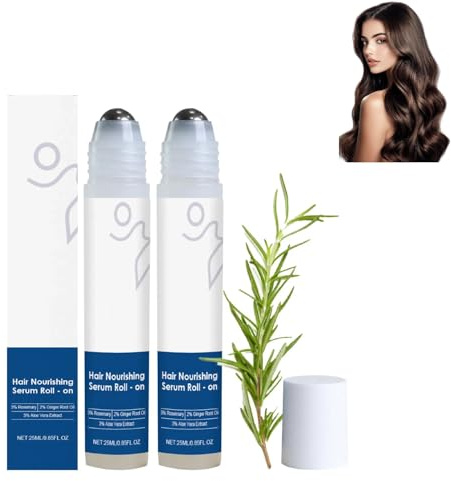 Siero per la crescita dei capelli al rosmarino Roll On, 25 ml x 2, bloccante del cuoio capelluto favorisce il flusso di ossigeno, riduce la perdita