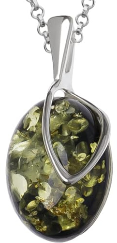 miyou - Bernstein Kette Anhänger Damen Halskette aus 925er Sterling Silber mit Natur Bernstein – Elegantes Schmuckstück für Frauen