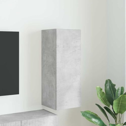 GeenYuu TV-Wandschrank, wandmontiert, Beton-Optik, 30x31x80 cm, Holzwerkstoff, platzsparendes Design, für Wohnzimmer, langlebig