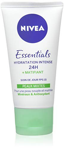 NIVEA - Soin De Jour Matifiant - Crème Visage Hydratation Intense 24H - Réduit Le Sébum & Unifie Le Teint - Aloe Vera Bio & Minéraux - Texture Fondante - Vegan - Peaux Mixtes - 50 ml