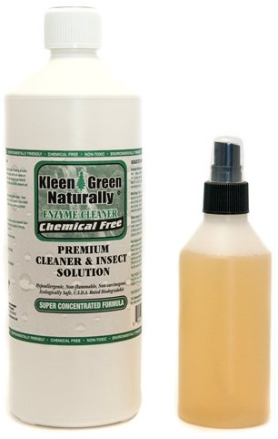 Kleen Green 32oz Concentrate + 8oz Spray for invisiable skin mites, biting mites, bird mites, bed bugs, dust mites, fleas,lice and cockroaches