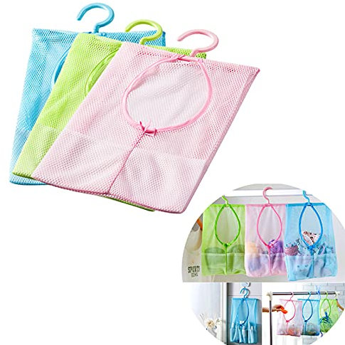 3 Stück Netzbeutel Netztasche Wädchenetz Multifunktion Netz Beutel Mit Aufhänger, Hängende Speicher-Netztasche für Familie