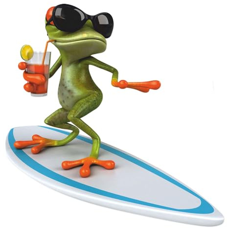 younikat Sticker Surfer Frosch - 20 cm - lustiger Aufkleber - kfz535 | Wetterfester Autoaufkleber - Ideal für Fahrzeug, Wohnwagen, Koffer, WC, Bad, Outdoor - Tieraufkleber, Grün