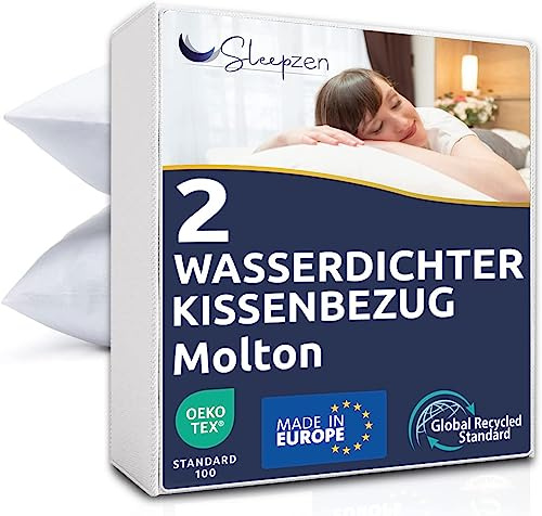 SLEEPZEN Copricuscino Letto 30x50 cm Impermeabili, Set da 2, Cotone, Qualità Superiore Certificata Oeko-Tex®, Federe Cuscini Letto con Cerniera, Traspirante, Morbida, Silenziosa, Ipoallergenica