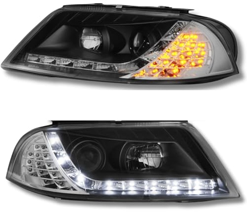 CR-Lights Scheinwerfer Set Schwarz für VW Passat 3BG B5 Facelift 2000–2005 mit LED Blinker