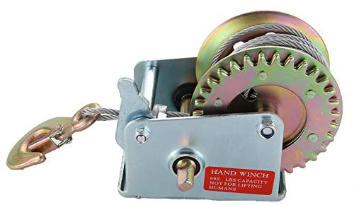 Youyijia Hand Winch, 600lbs Hand Crank Strap Gear Winch, Trailer Winch Caravan Puller with 8M Wire Rope Strap Puller Tool for Truck Trailer Ship Emergency Recovery