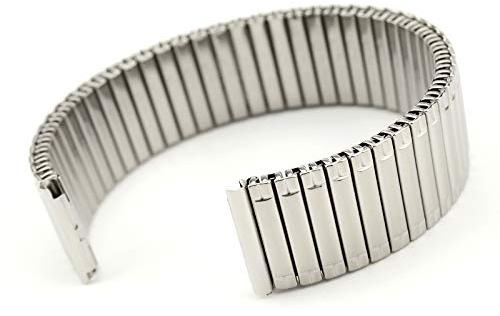 Rowi 18 mm Fixoflex S dragband L316 rostfritt stål klockband tillverkad i Tyskland originalförpackning, silver, Klassisk