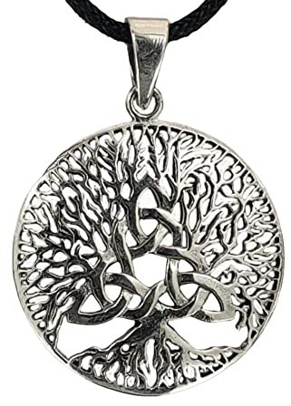 Kiss of Leather Lebensbaum Anhänger aus 925 Sterling Silber mit Silberkette 1 mm, 45-65 cm (45 cm) Si. 401