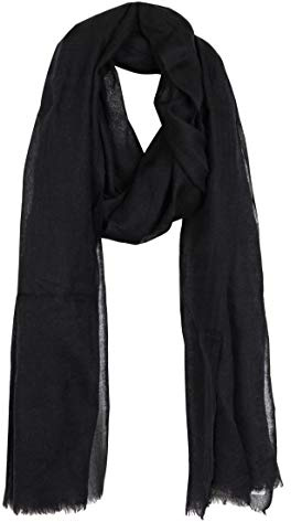 Bovari Kashmir Halsduk Dam – 100% Kashmir – Extra Lätt/Mjuk – Premium Kashmir – Extra Tunn Halsduk/Året Runt-Halsduk – 200 x 70 cm, Svart, XL