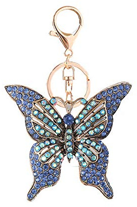 Schmetterlings-Strass-Schlüsselanhänger, funkelnde Legierung, Schlüsselanhänger (blau)