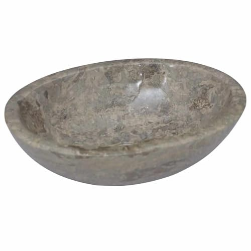 vidaXL Waschbecken Aufsatzwaschbecken Waschtisch Waschplatz Waschschale Handwaschbecken Naturstein Becken Badezimmer Grau 53x40x15cm Marmor