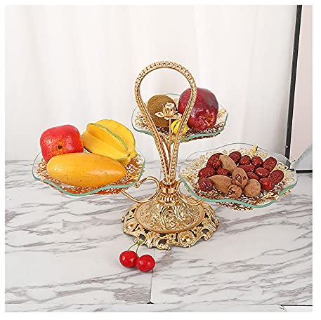 MAOTN 3 étages Assiette à gâteau Verre Multifonctionnel, Support à ​étages Plats de Service d'affichage de décoration de fête, étages Plateau de Fruits Domestique,Gold,47 * 41cm